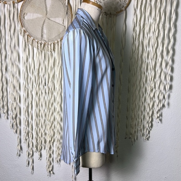 Equipment Blue Stripe Silk Long Sleeve Button Down Blouse Size XS - Picture 5 of 9